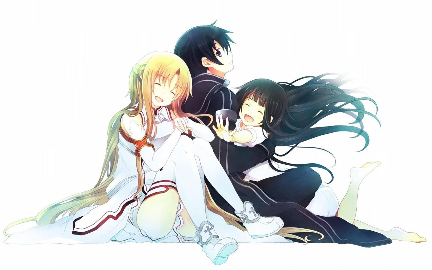 anime characters sitting together