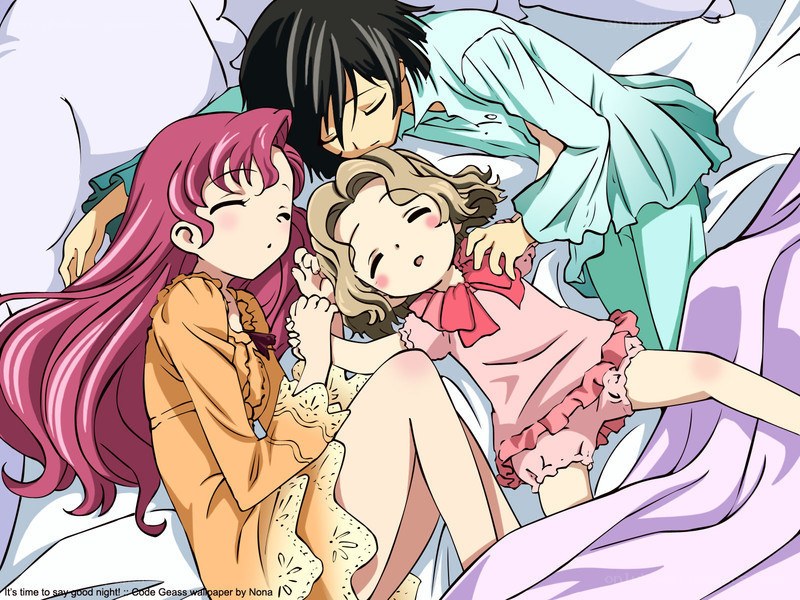 anime characters sleeping together