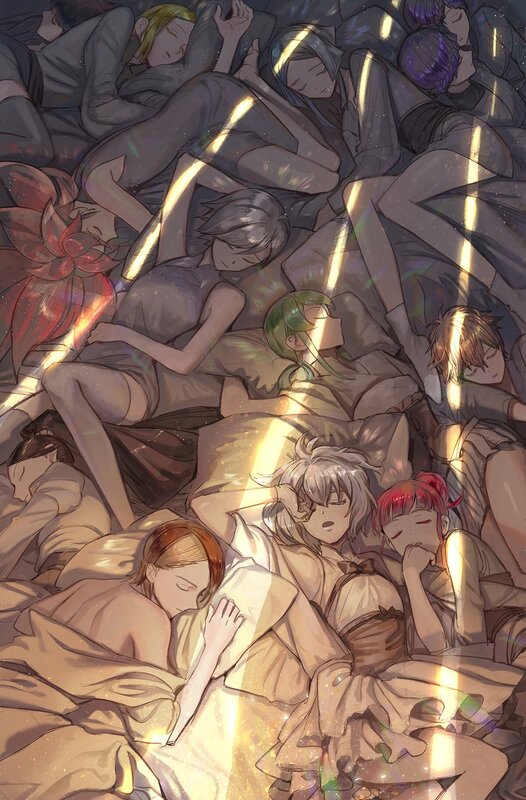 Anime Characters Sleeping — Yellow