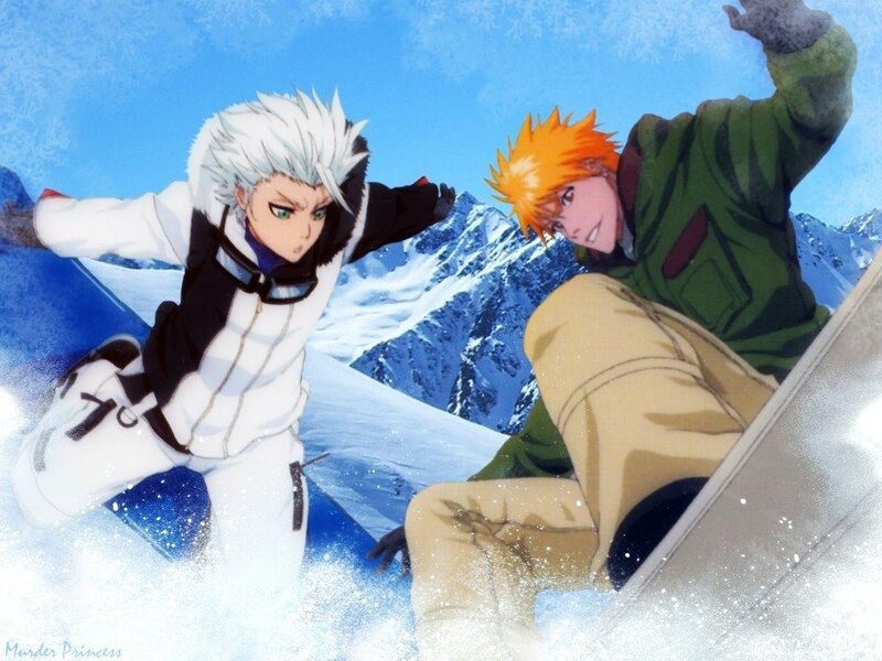 Anime characters snowboarding