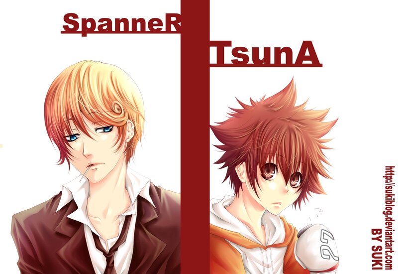 Anime characters Spanner and Tsuna
