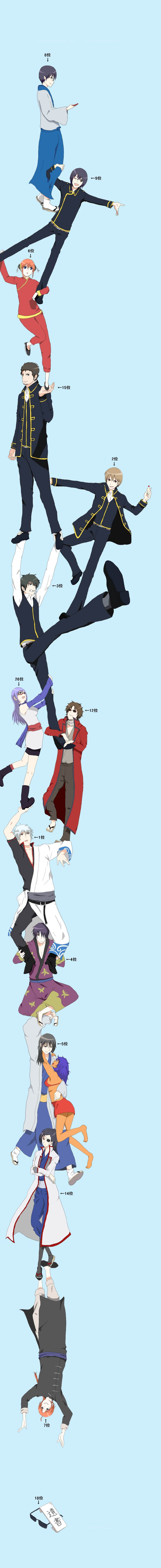 Anime characters stacked in a tower