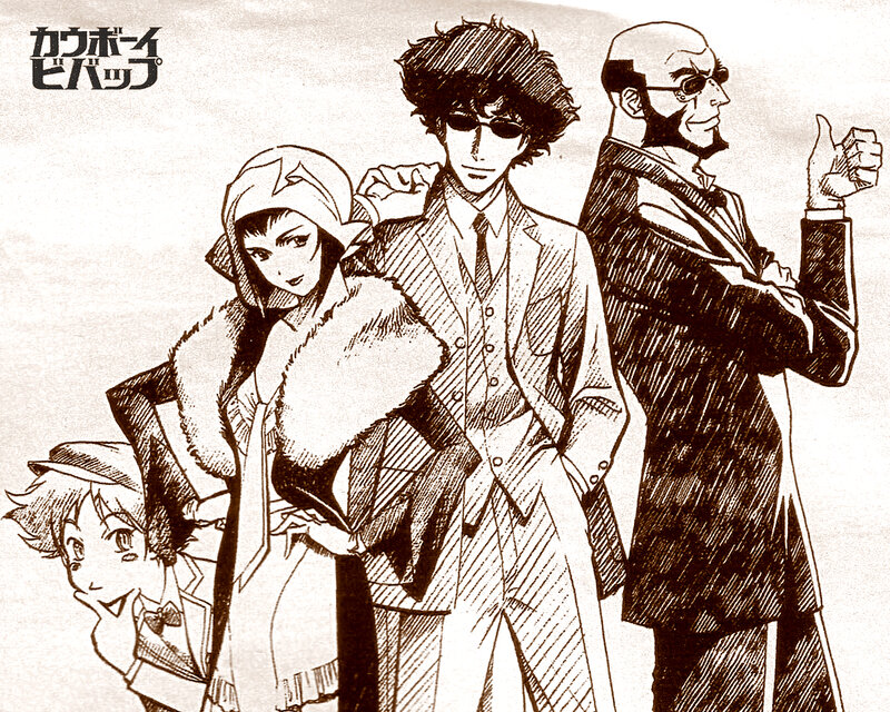 Anime Characters Standing — Black, Dramatic, Manga