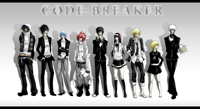 Anime Characters Standing — Black, Dramatic, Shadows