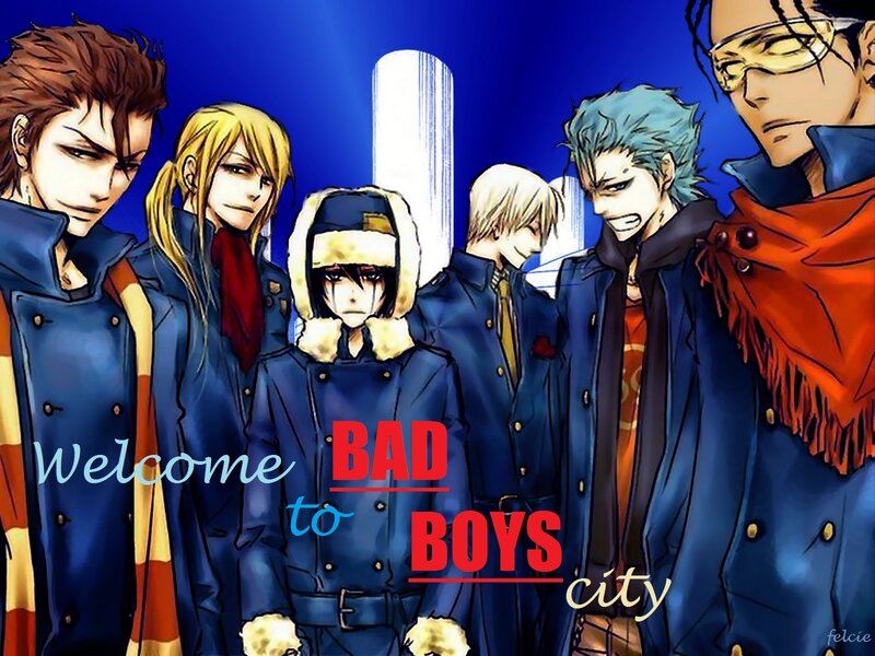 Anime Characters Standing — Blue, Dramatic, Manga