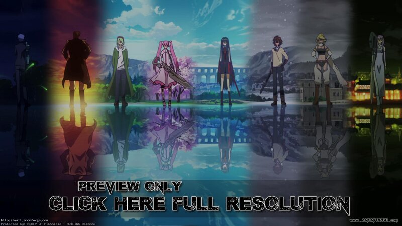 Anime Characters Standing — Blue, Dramatic, Night
