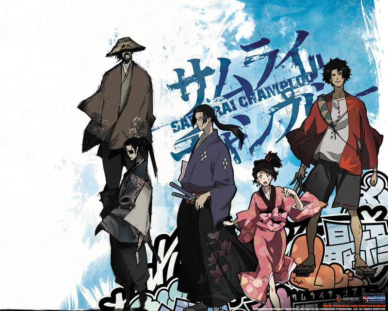 Anime Characters Standing — Blue, Dramatic, Samurai