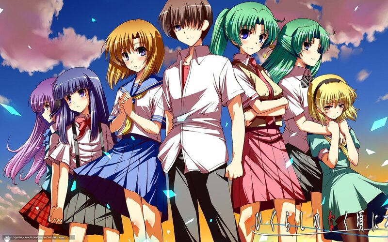 Anime Characters Standing — Blue, Dramatic, Sunset, School Uniforms