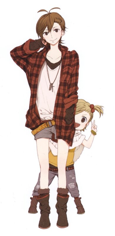 Anime Characters Standing — Brown, Playful
