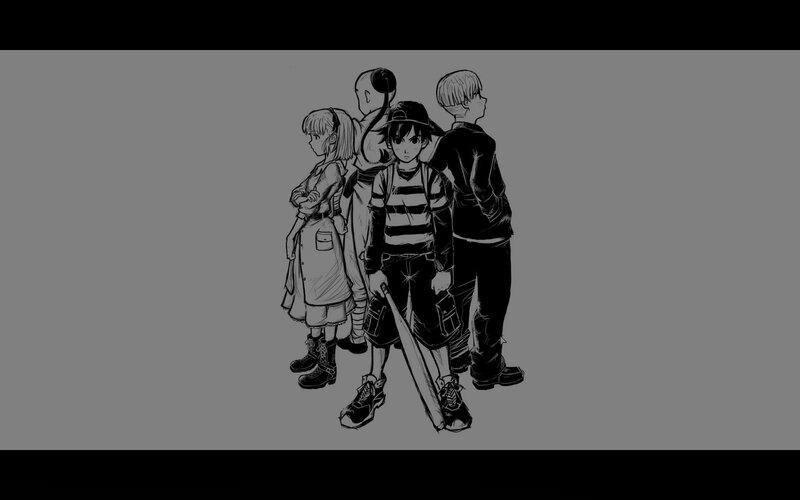 anime characters standing together