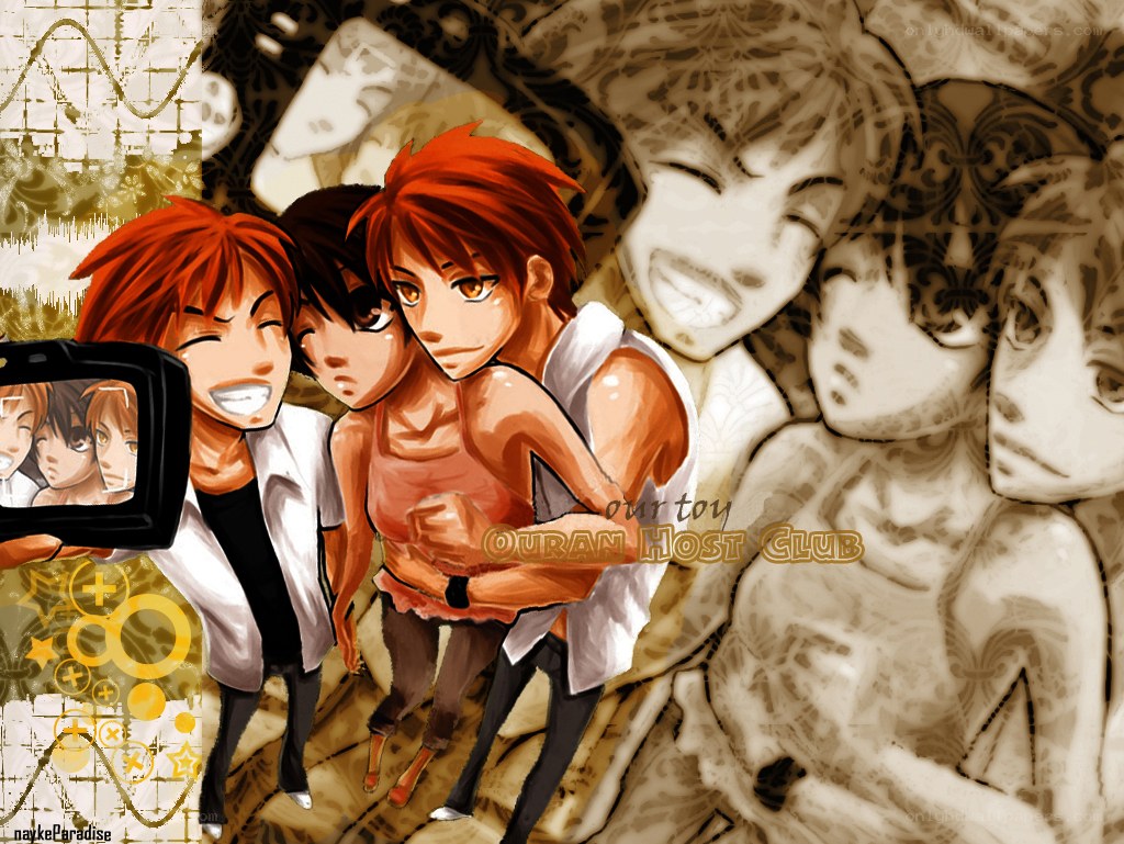 anime characters taking a selfie