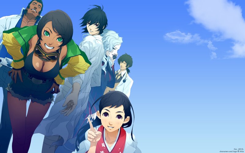anime characters under blue sky