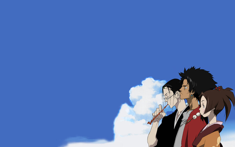anime characters under blue sky