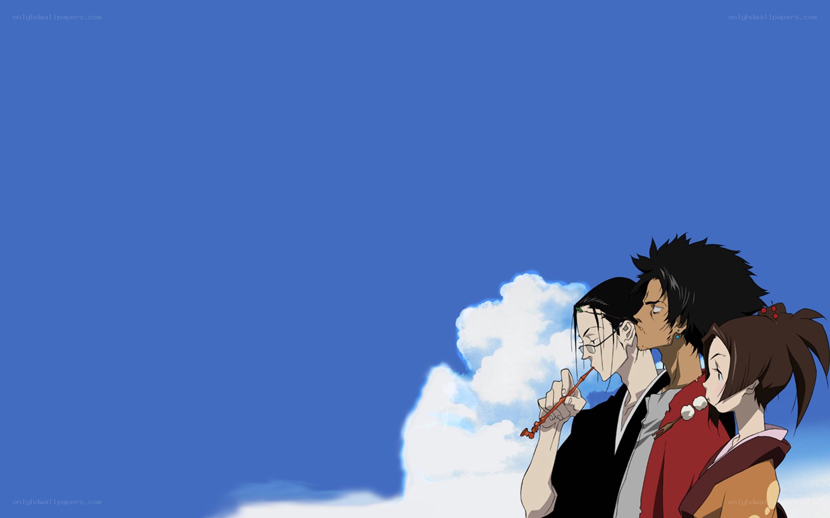 anime characters under blue sky