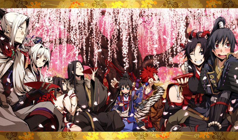 Anime Characters under Cherry Blossoms — Pink, Festive, Spring, Cherry Blossoms