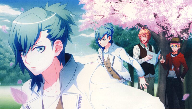 Anime Characters under Cherry Blossoms — Pink, Serene, Spring, Cherry Blossoms