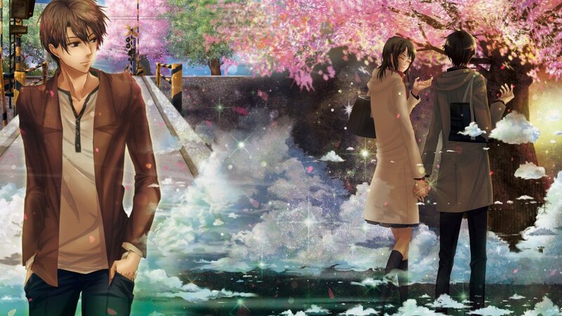 Anime Characters under Cherry Blossoms — Pink, Serene, Spring