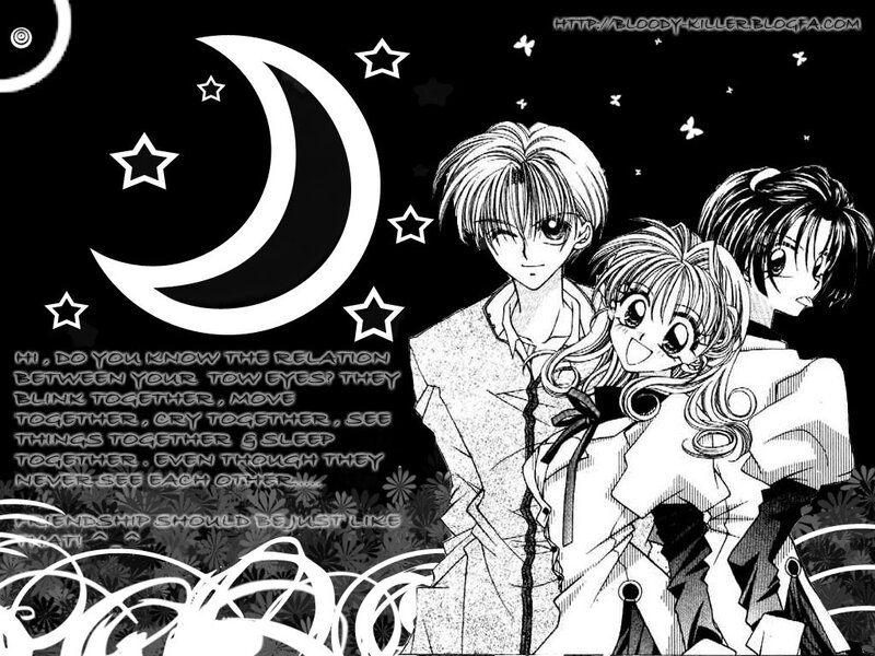 anime characters under moon