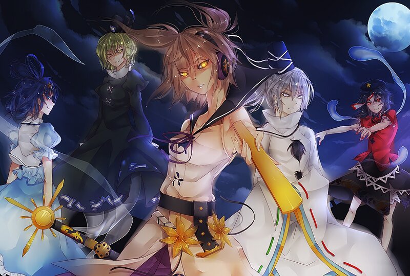 anime characters under moonlight