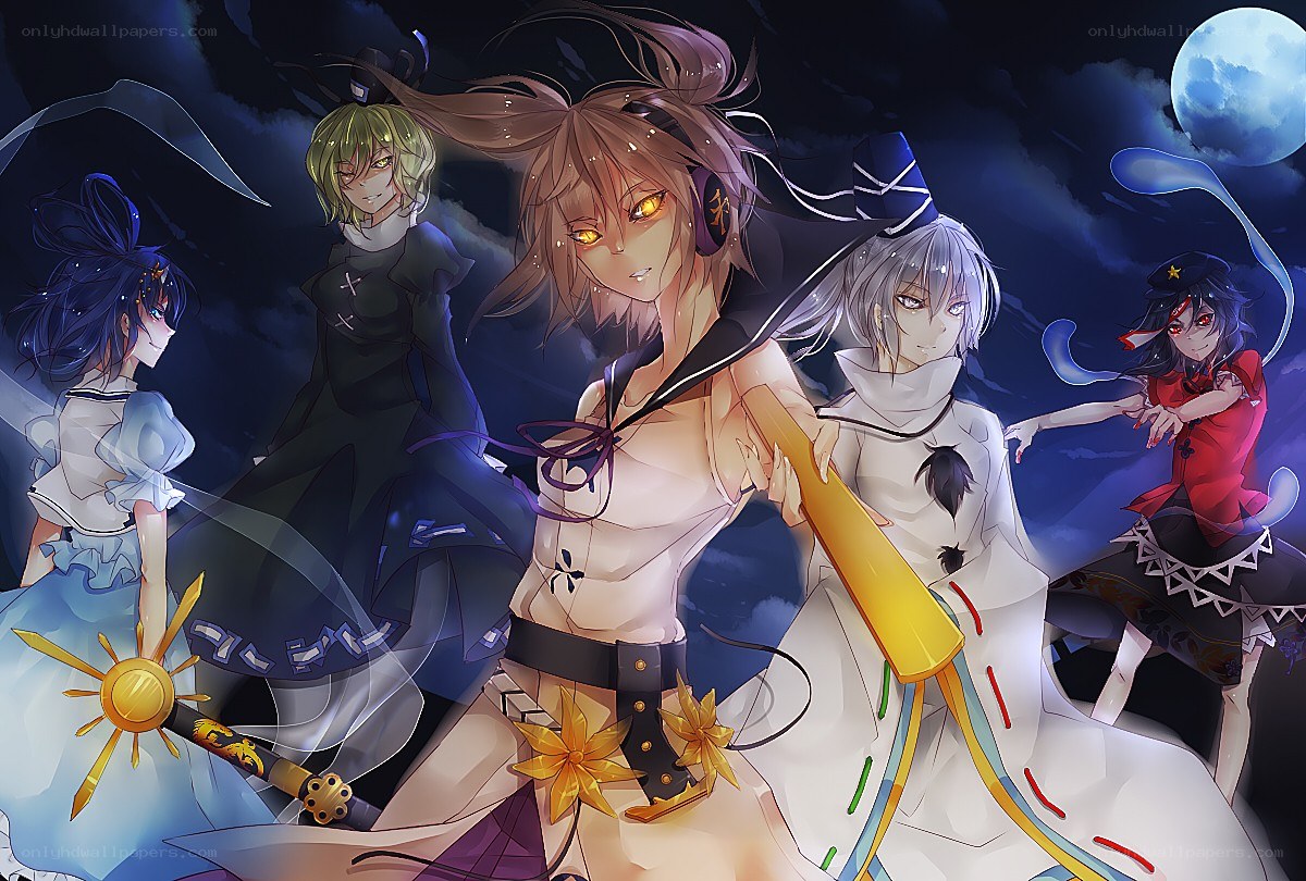 anime characters under moonlight