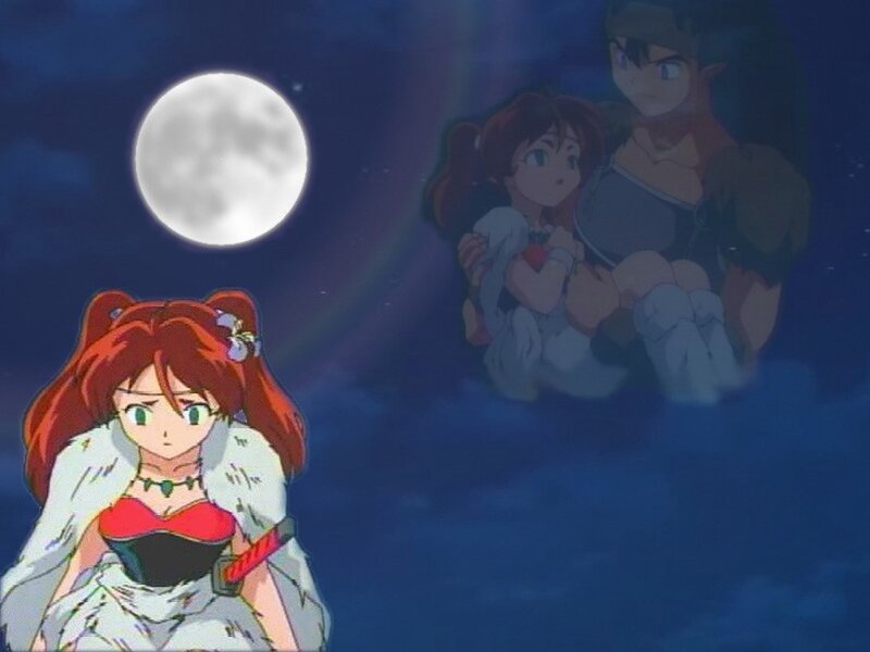 Anime characters under moonlight