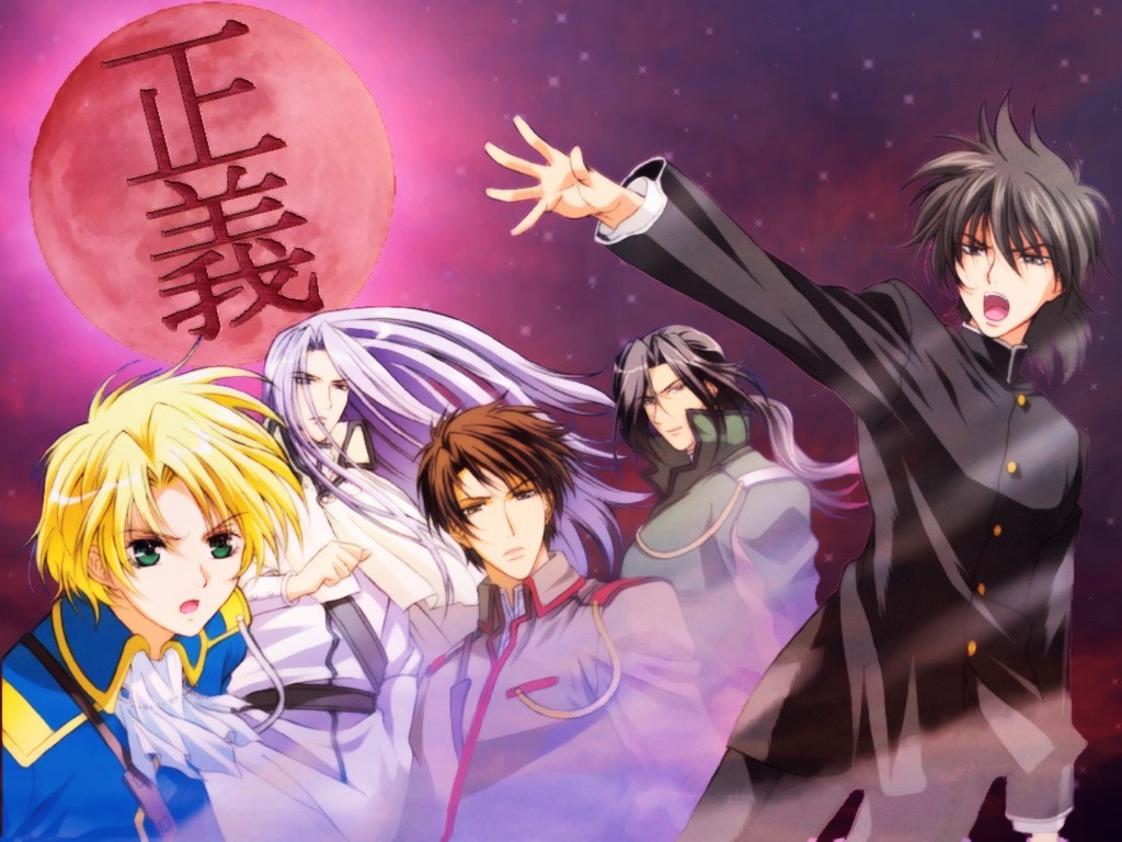 anime characters under red moon