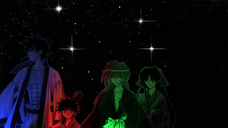 Anime Characters under Stars — Black