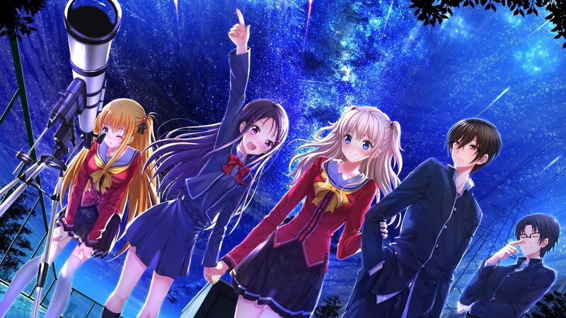 Anime Characters under Stars — Blue, Dreamy