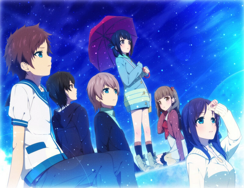 Anime Characters under Stars — Blue, Serene, Night