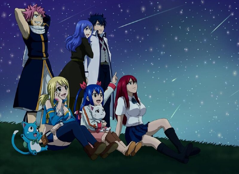 Anime Characters under Stars — Blue, Serene