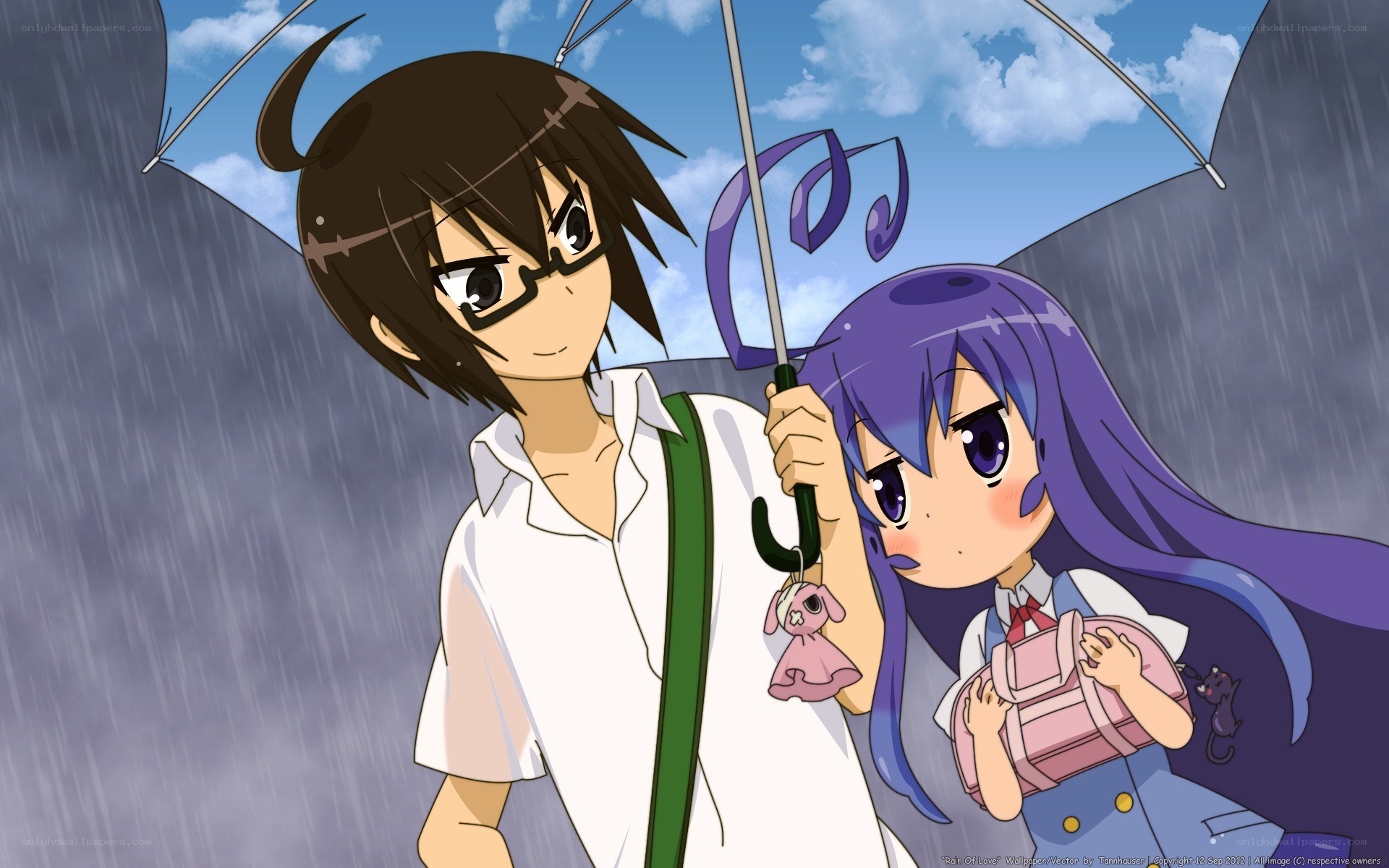 anime characters under umbrella