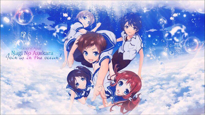 Anime Characters Underwater — Blue, Serene