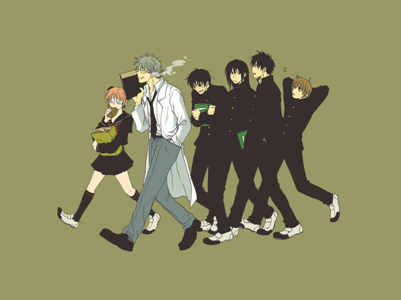 anime characters walking together