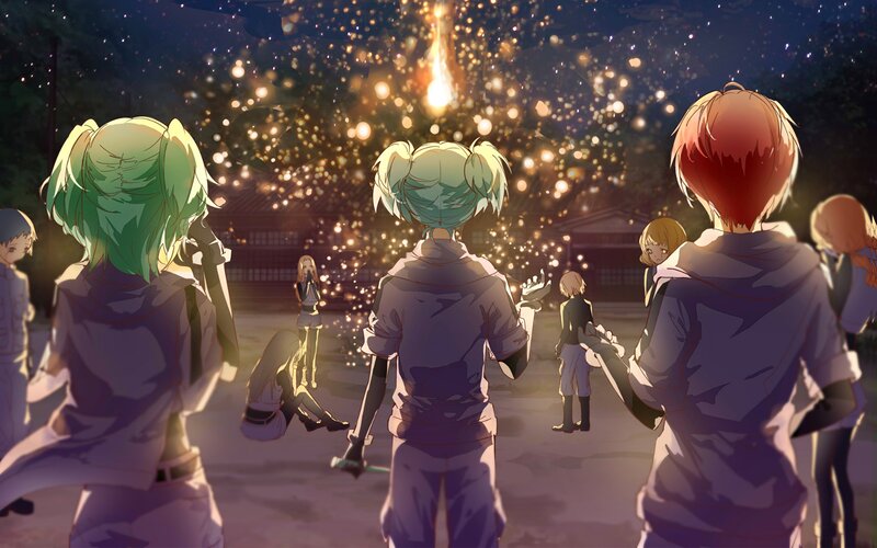 Anime Characters Watching Fireworks — Purple