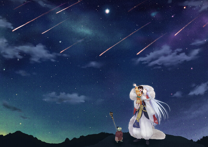 Anime Characters Watching Meteor Shower — Blue