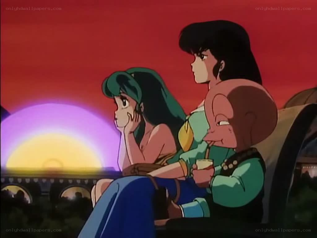 anime characters watching sunset