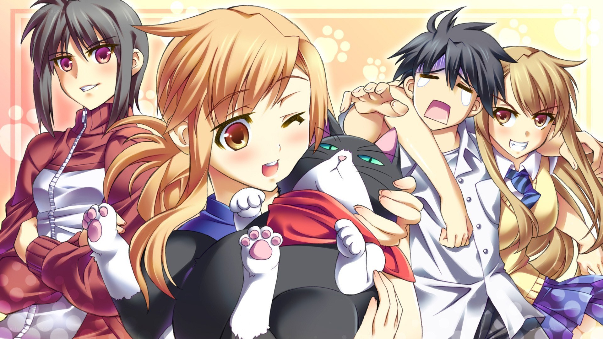 anime characters with a cat