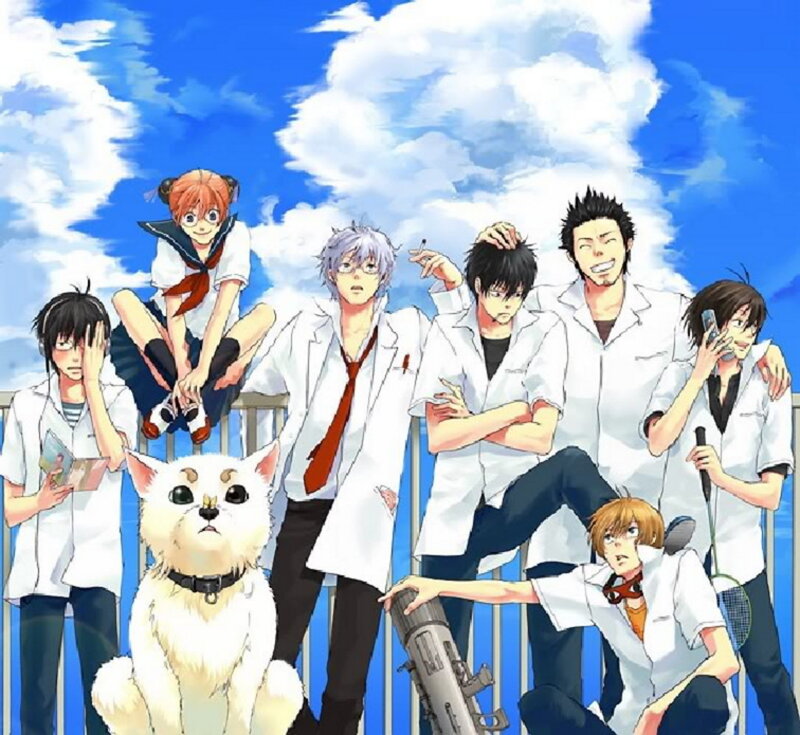 anime characters with a dog