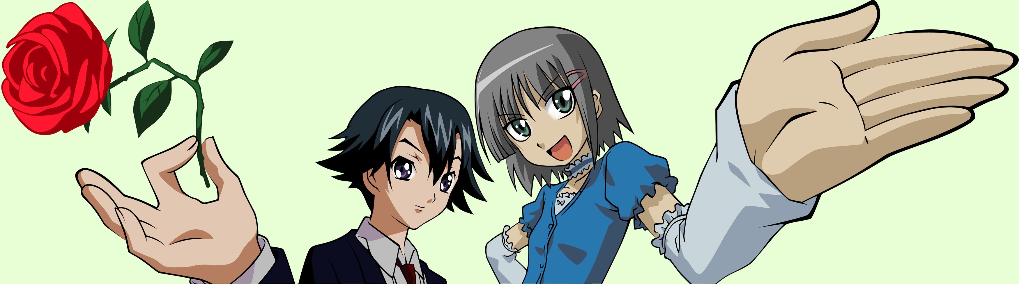 Anime characters with a rose