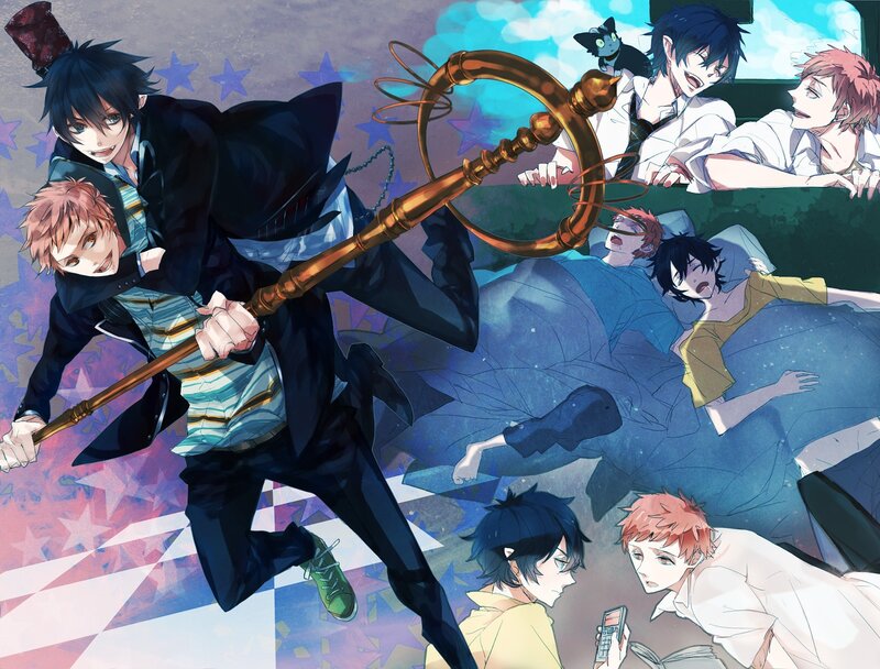 Anime characters with a staff