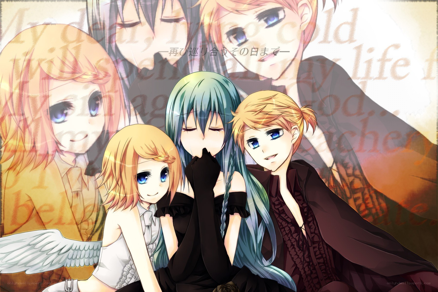 Anime characters with angel and dark themes