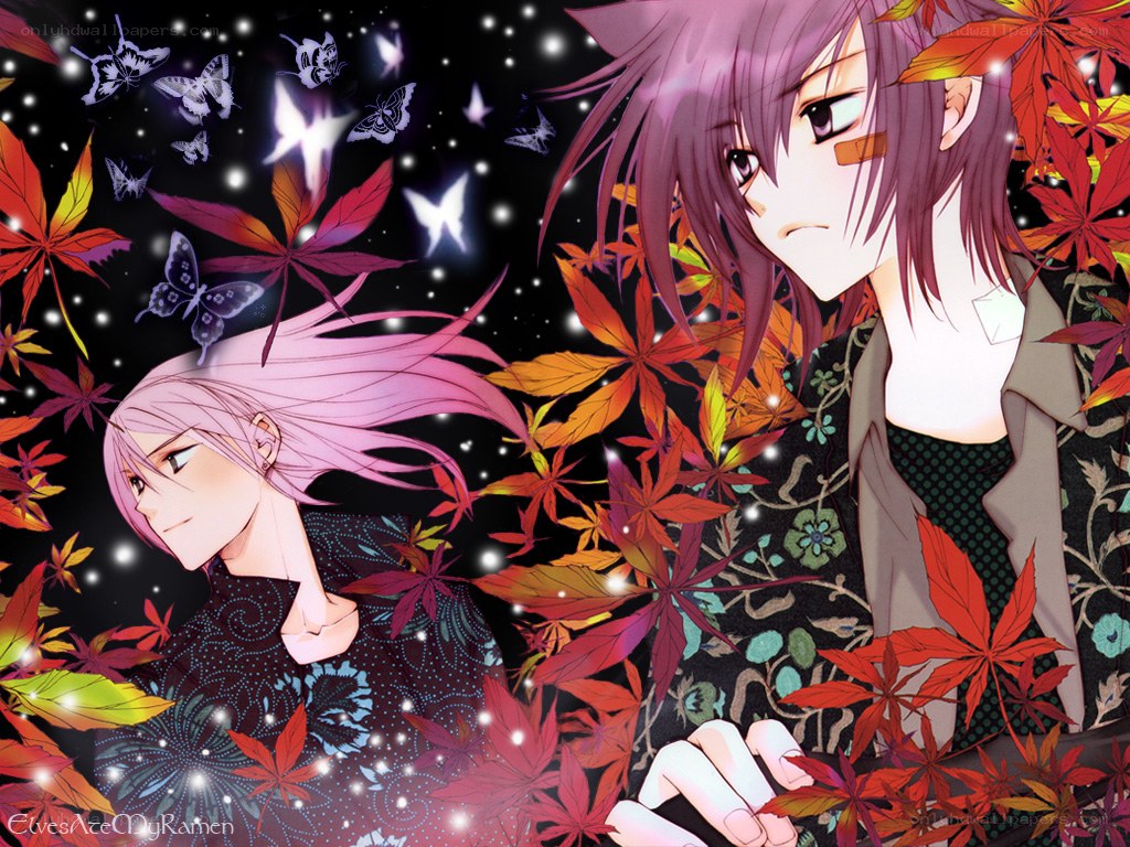 Anime characters with autumn leaves