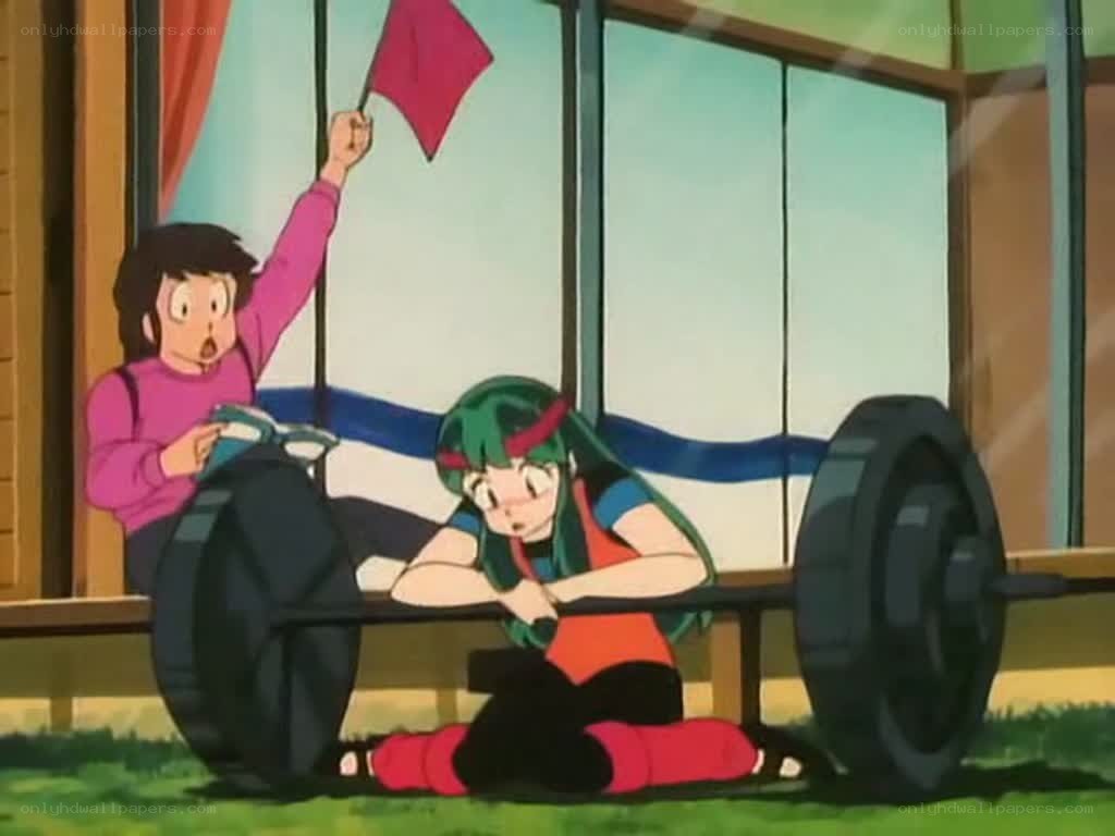 Anime characters with barbell
