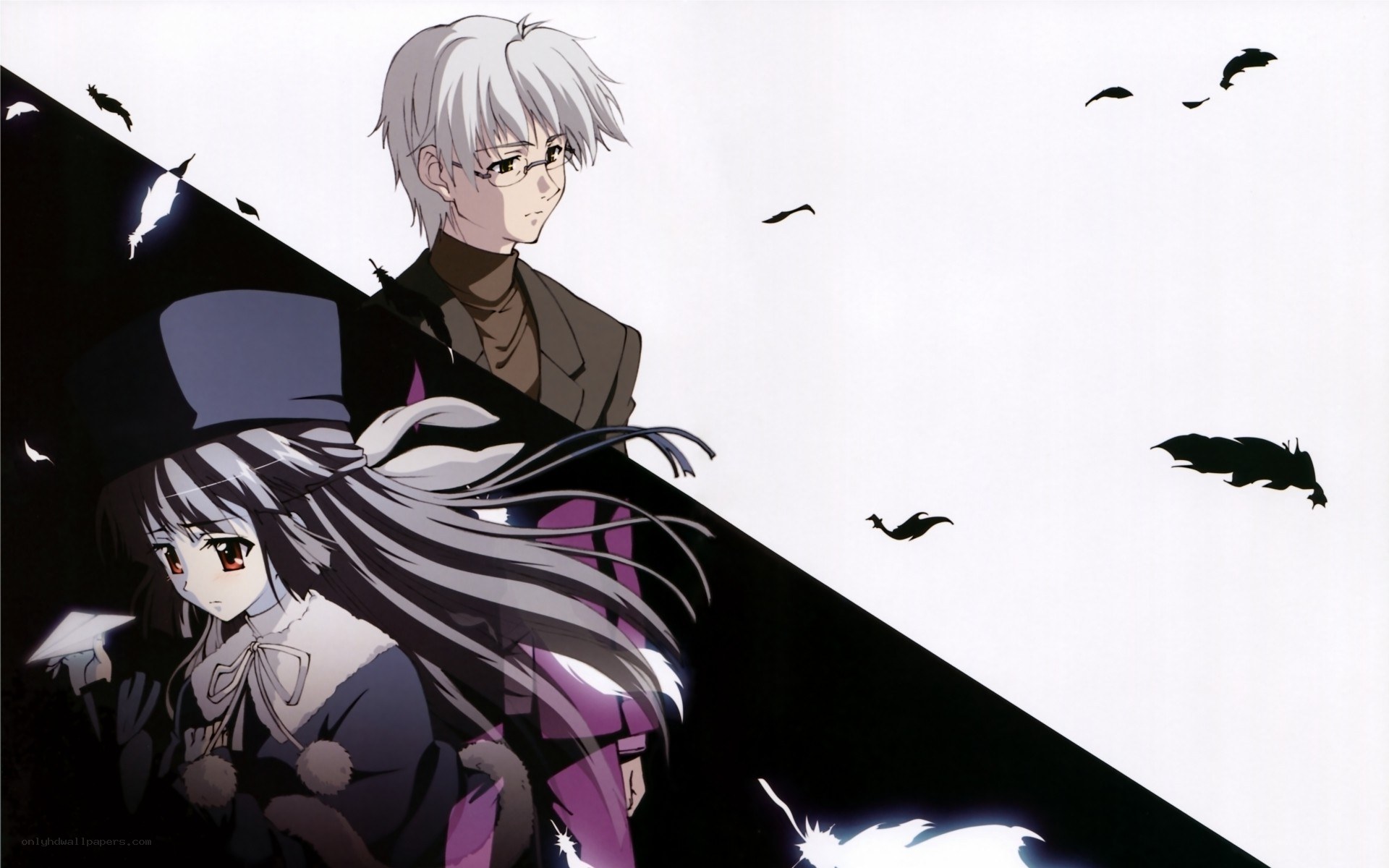 Anime characters with birds