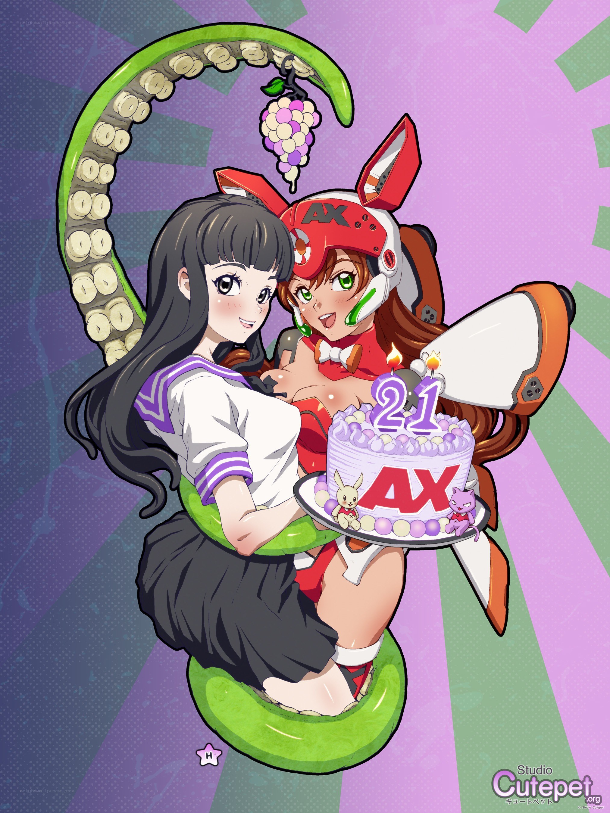 Anime characters with birthday cake