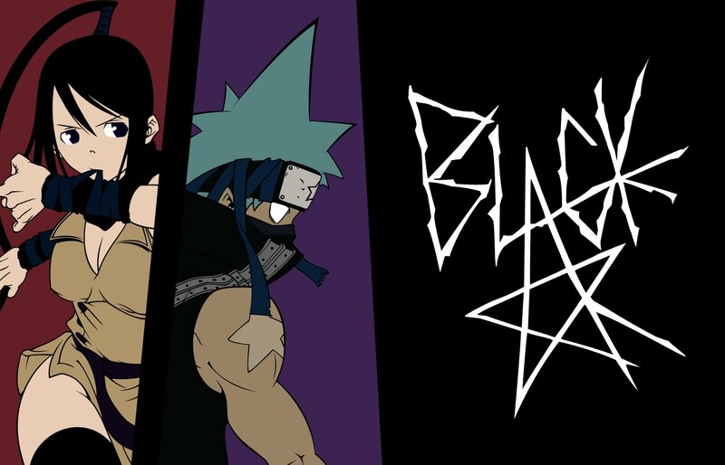 anime characters with black logo