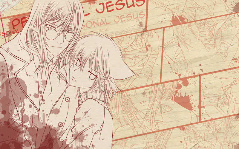 Anime characters with blood splatters