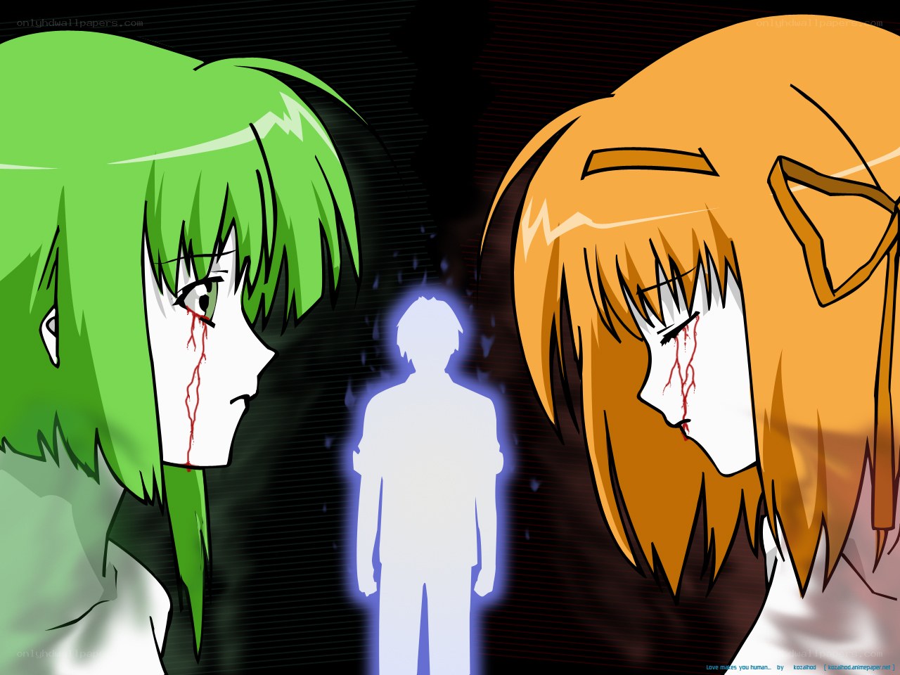 Anime characters with blood tears