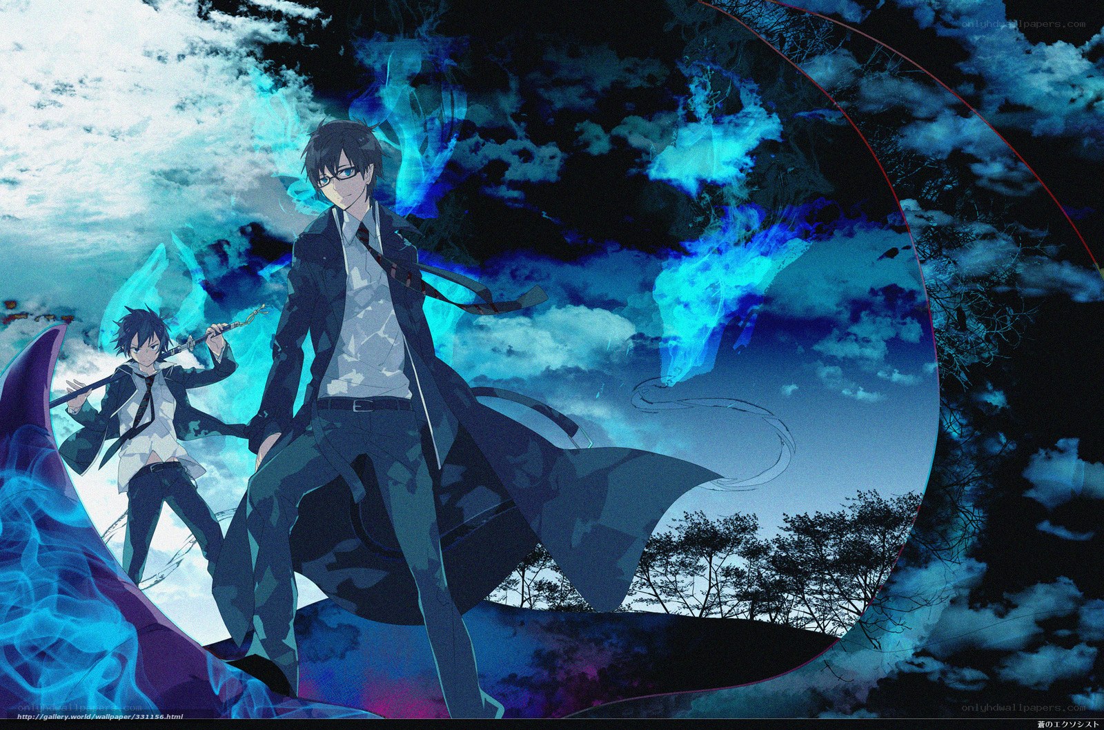 Anime characters with blue energy