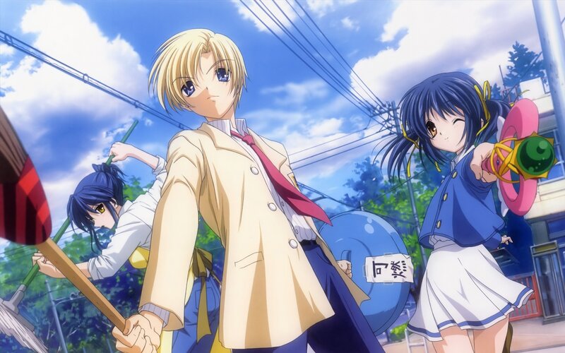 Anime characters with brooms